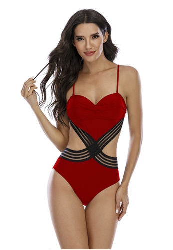 LYCKA red LKL7049-European Style Lady Swimsuit-Red 763FEUS9F2824AGS_1