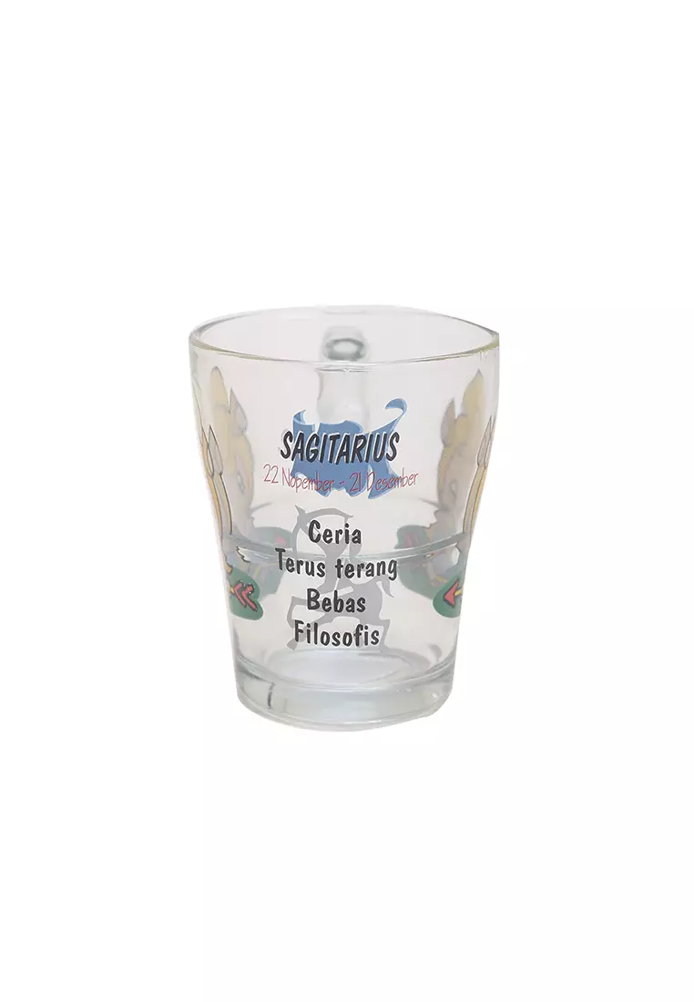 Briliant 1pc Glass Mug S12 Zodiak Sign Style Sagitarius