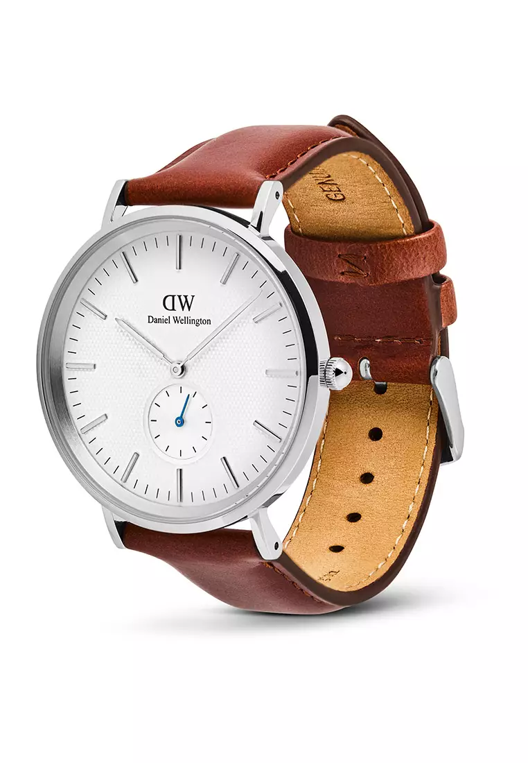 Classic 40mm Multi-Eye St Mawes Off-White Silver Sunray Silver Men Watch stainless steel Leather strap watch DW Official Authentic Original