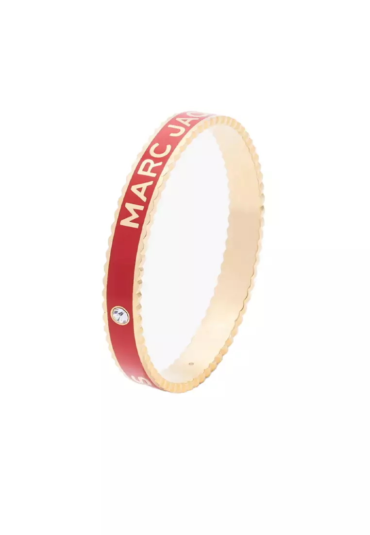 The Medallion Scalloped Wide Bangle Bracelet True Red Gold J105MT7PF22