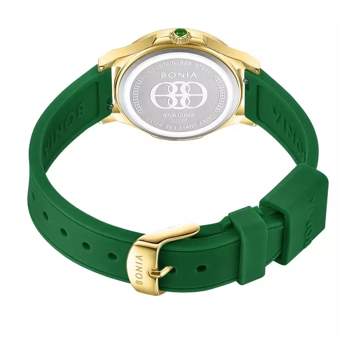 Jam Tangan Wanita Bonia Green Dial Silicone Strap Analog B10868-2292