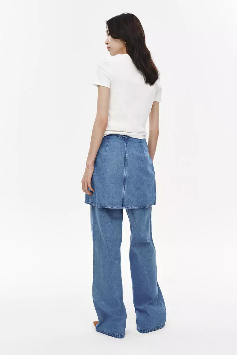 Skirt-layered trousers