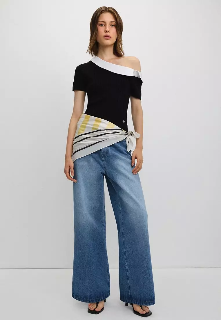 Asymmetric Knit Top - Black