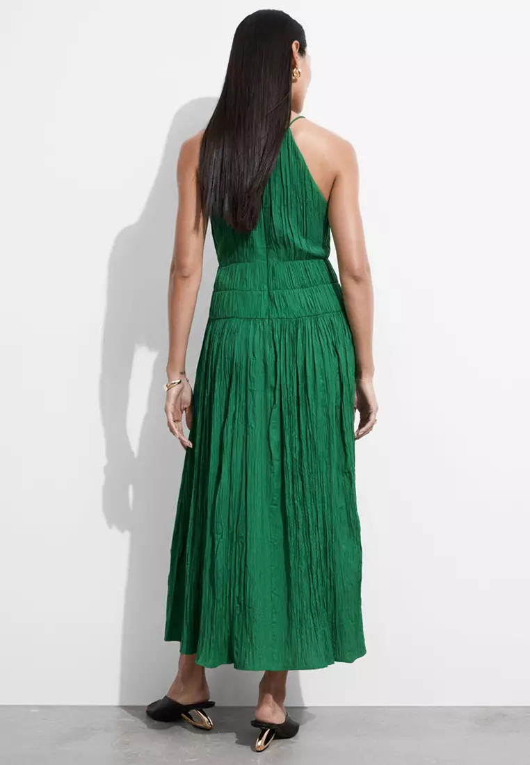 Shirred Sleeveless Midi Dress