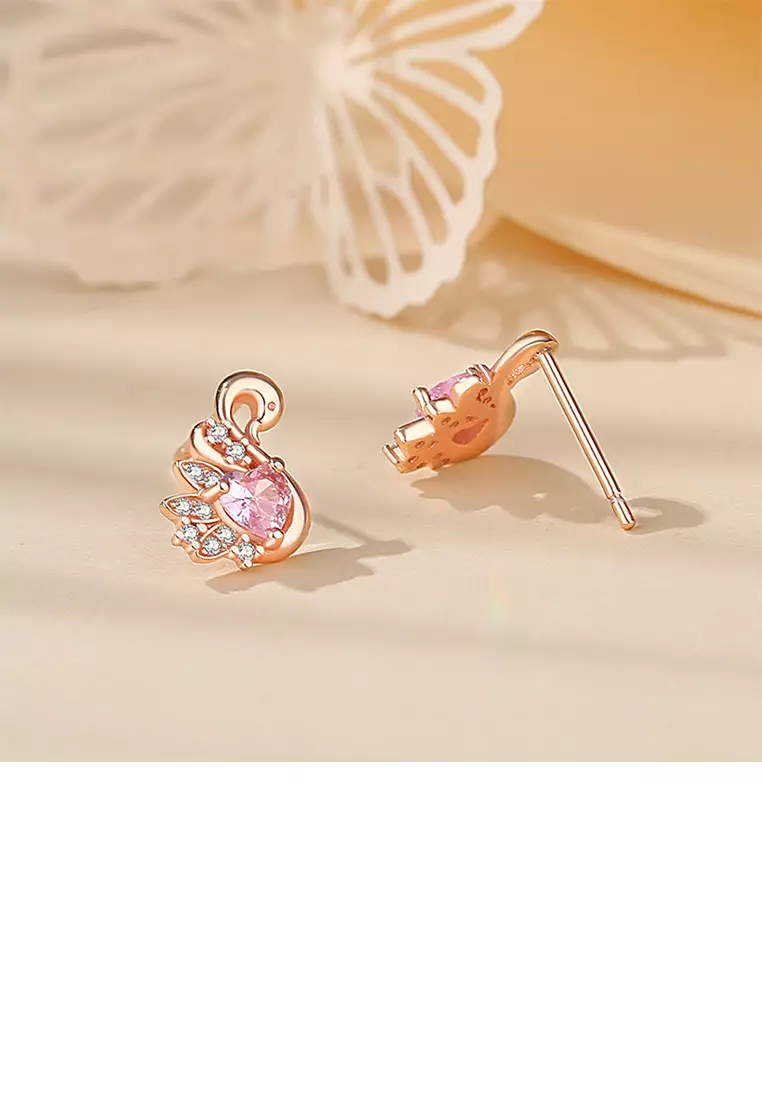 Gold shop swan earrings