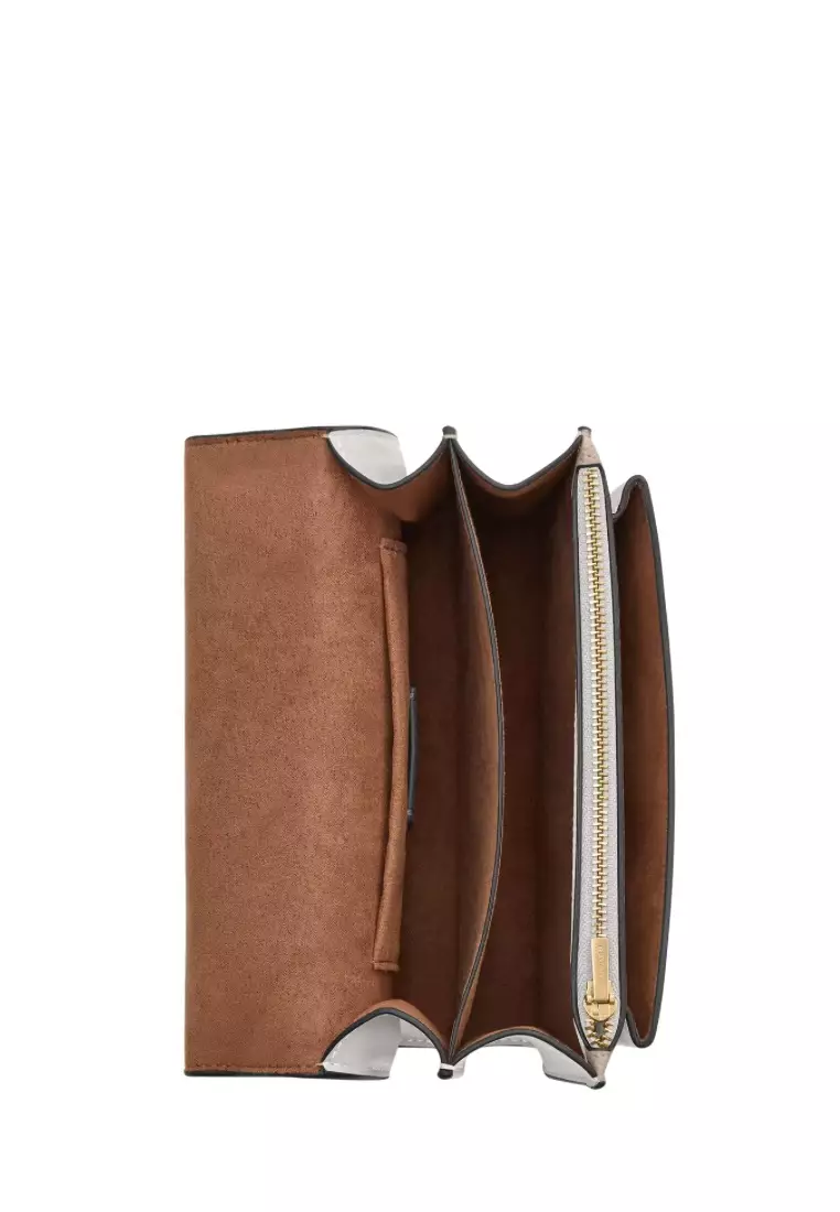 Mini Klare Crossbody Bag in Signature Canvas Gold Sand Chalk