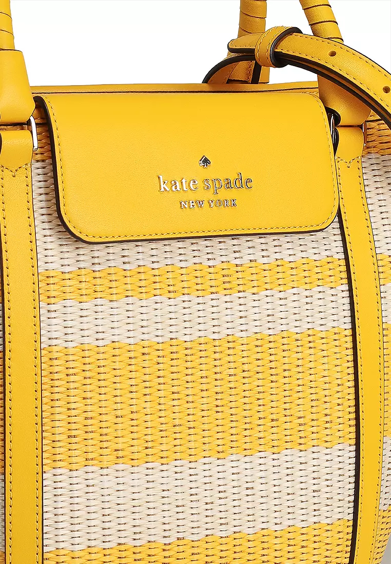 Kate Spade Yellow shops and White Straw Tote