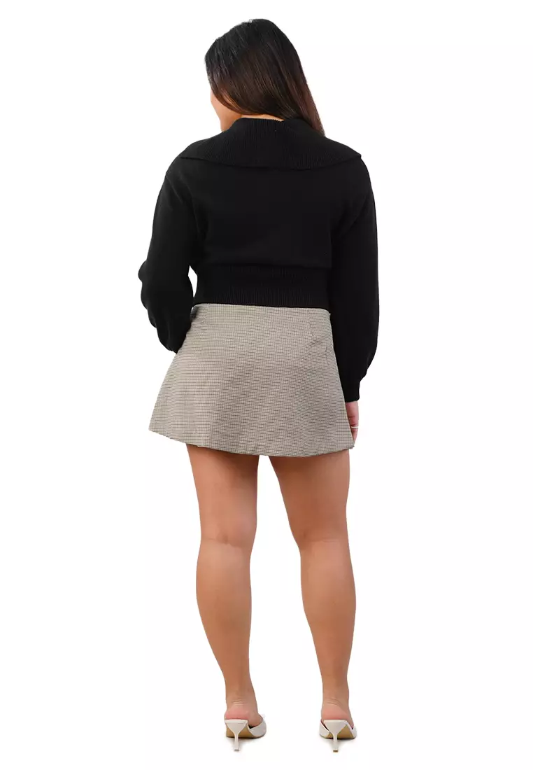 Knit Wide Collar Zip-up Front Jacket