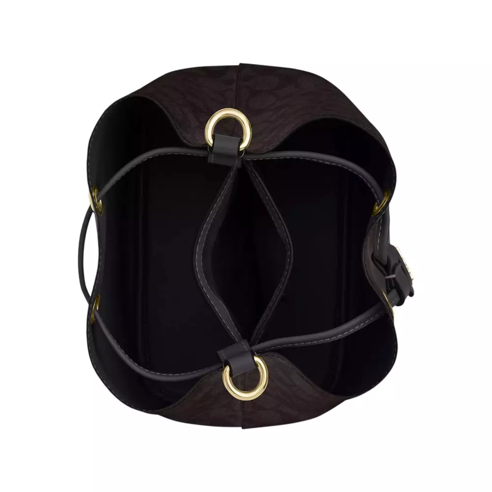 Rowan Bucket Bag Signature Canvas Walnut/Black