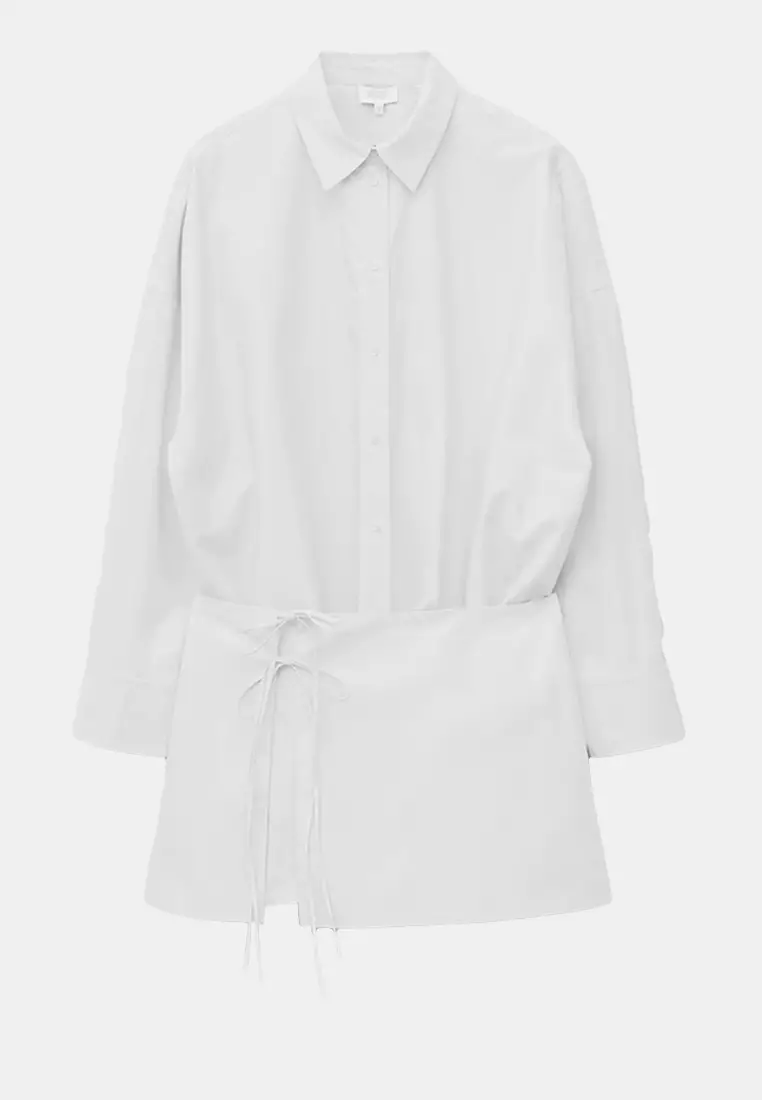 Tie-Detail Mini Shirt Dress