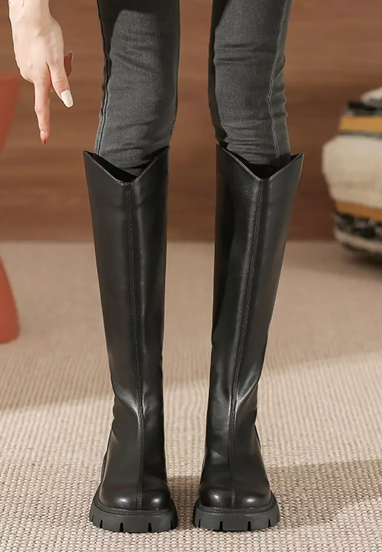 VANSA Simple Round Toe Platform High Boots VSW-B686106