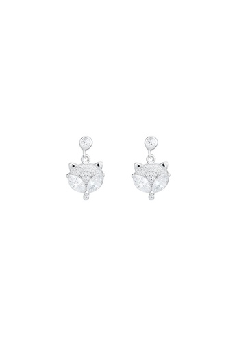 ZITIQUE silver Women's Cute Diamond Embedded Fox Earrings - Silver 10E45AC61BF5E4GS_1