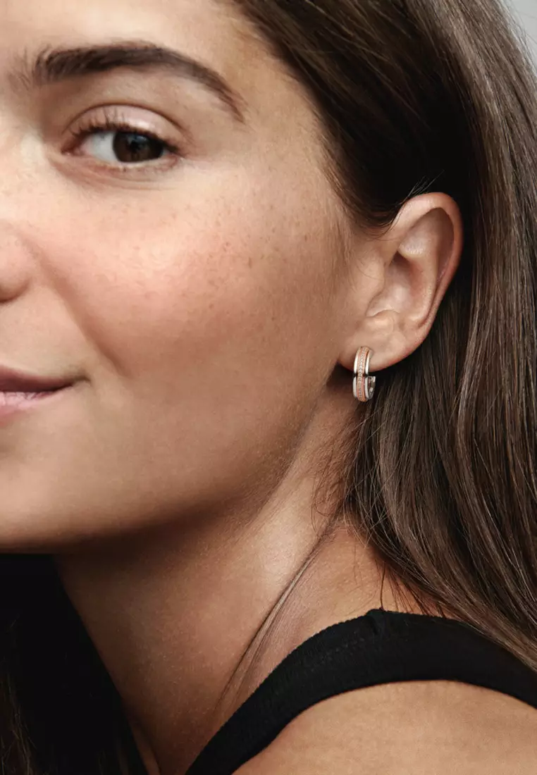 Pandora two tone signature earrings sale