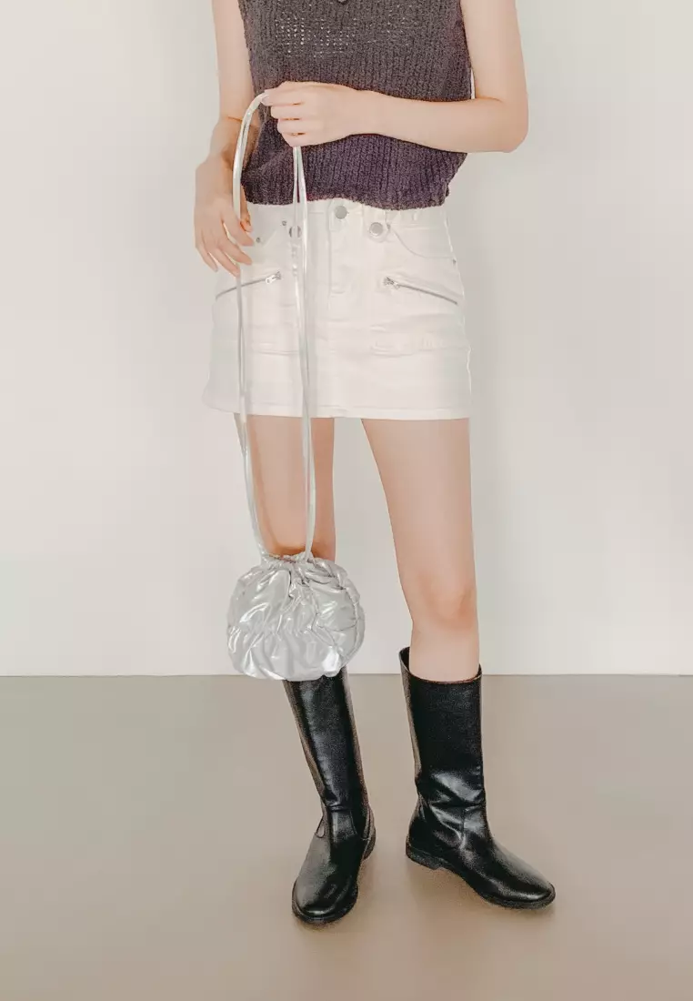 POPCORN BALL Nylon Crossbody Bag Silver