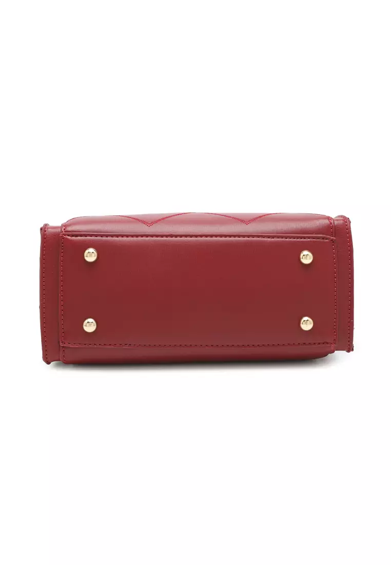 Women's Zig Zag Quilted Top Handle Bag / Crossbody Bag / Shoulder Bag (Tas Selempang Wanita / Tas Tangan Wanita / Tas Bahu Wanita) - Merah