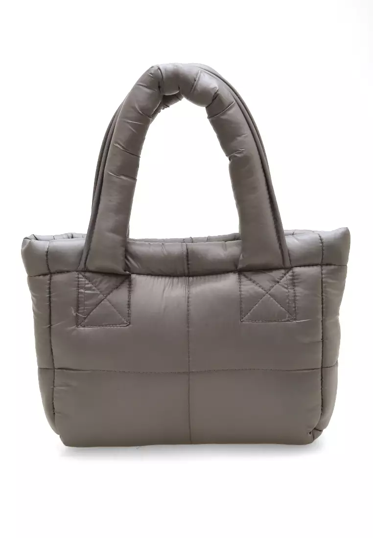 Angelina Pillow Puffy Bag Smooth Texture And High Quality - Silver Grey