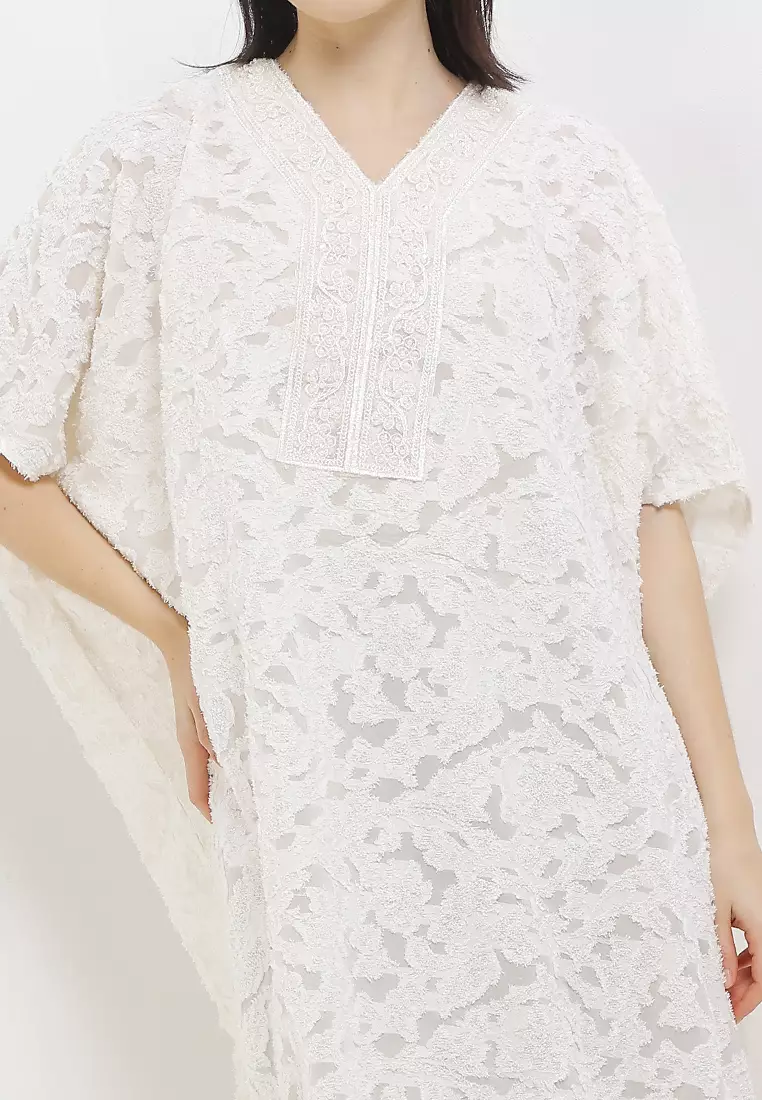 Embellished Lace Detail Furry Kaftan