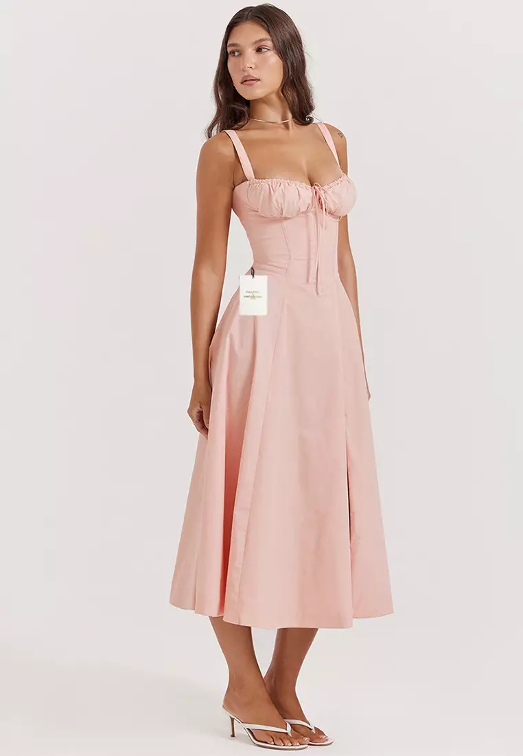 Backless Slim Suspender Slit Dress LBH-D1313