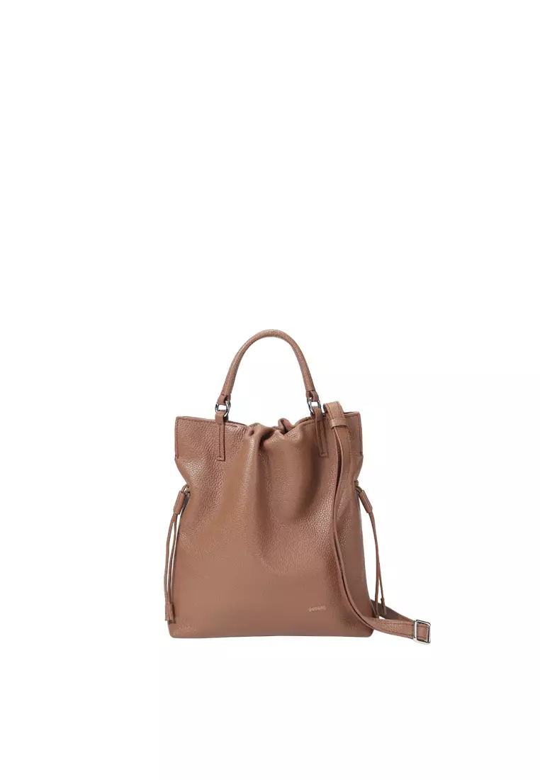 GEORGIANA Small Ruched Shoulder Bag - Caramel