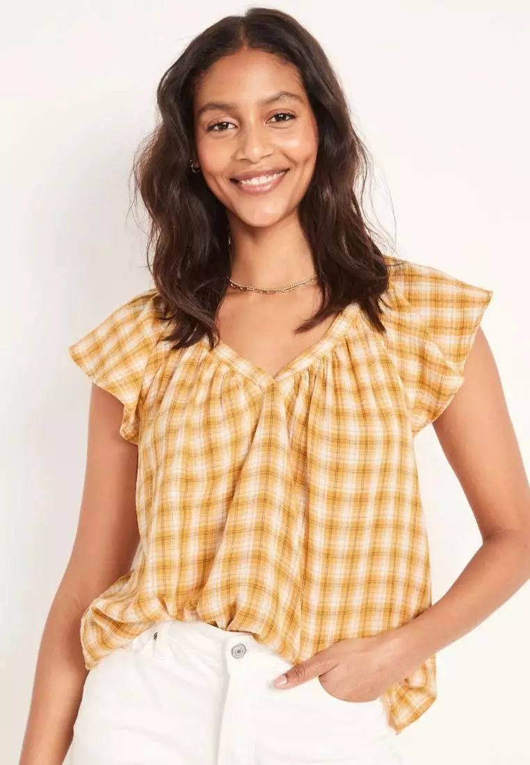 Women's navy store and yellow tops