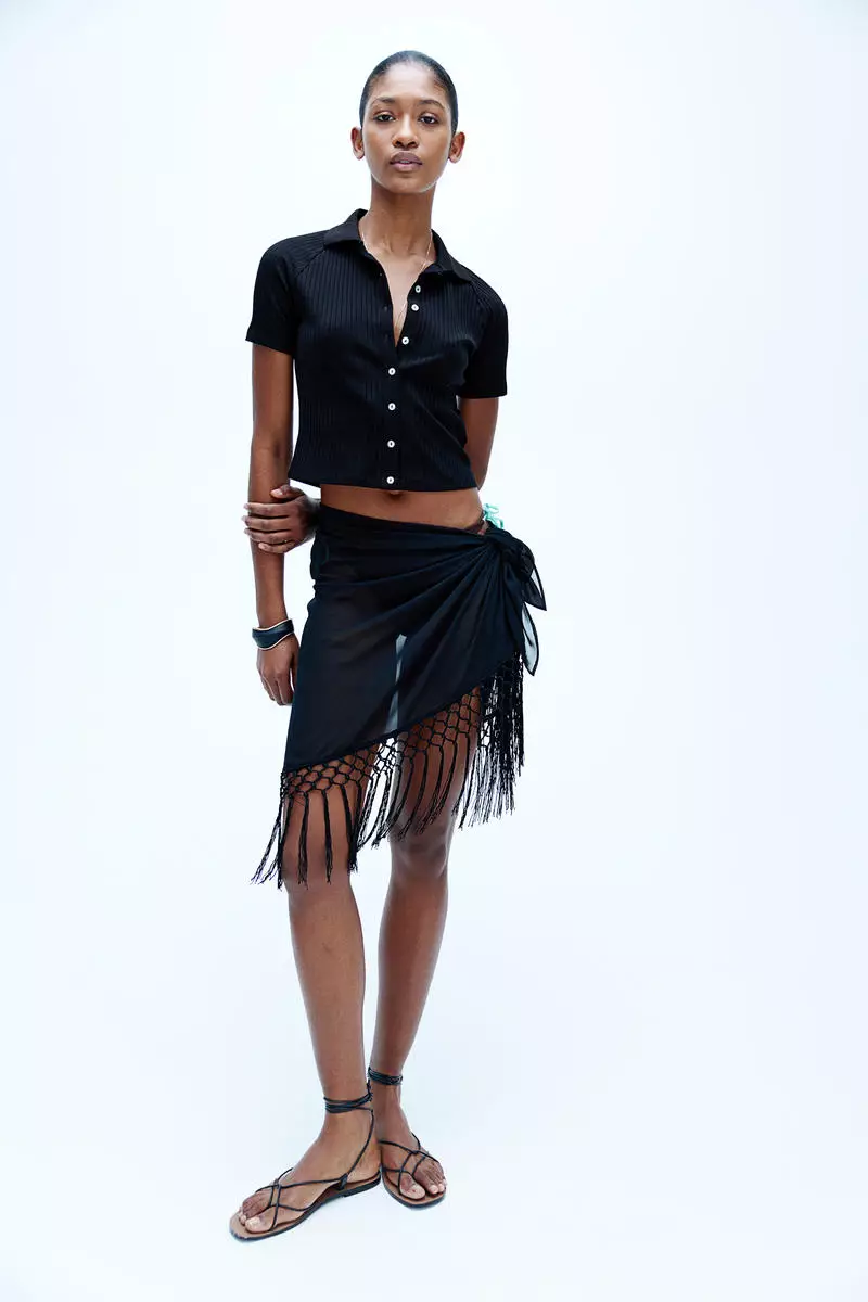 Black fringe skirt outlet h&m