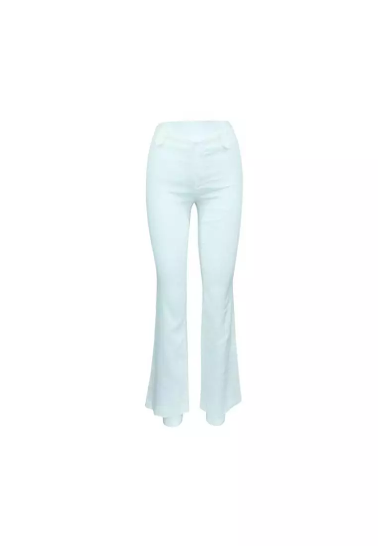 White linen blend pants top