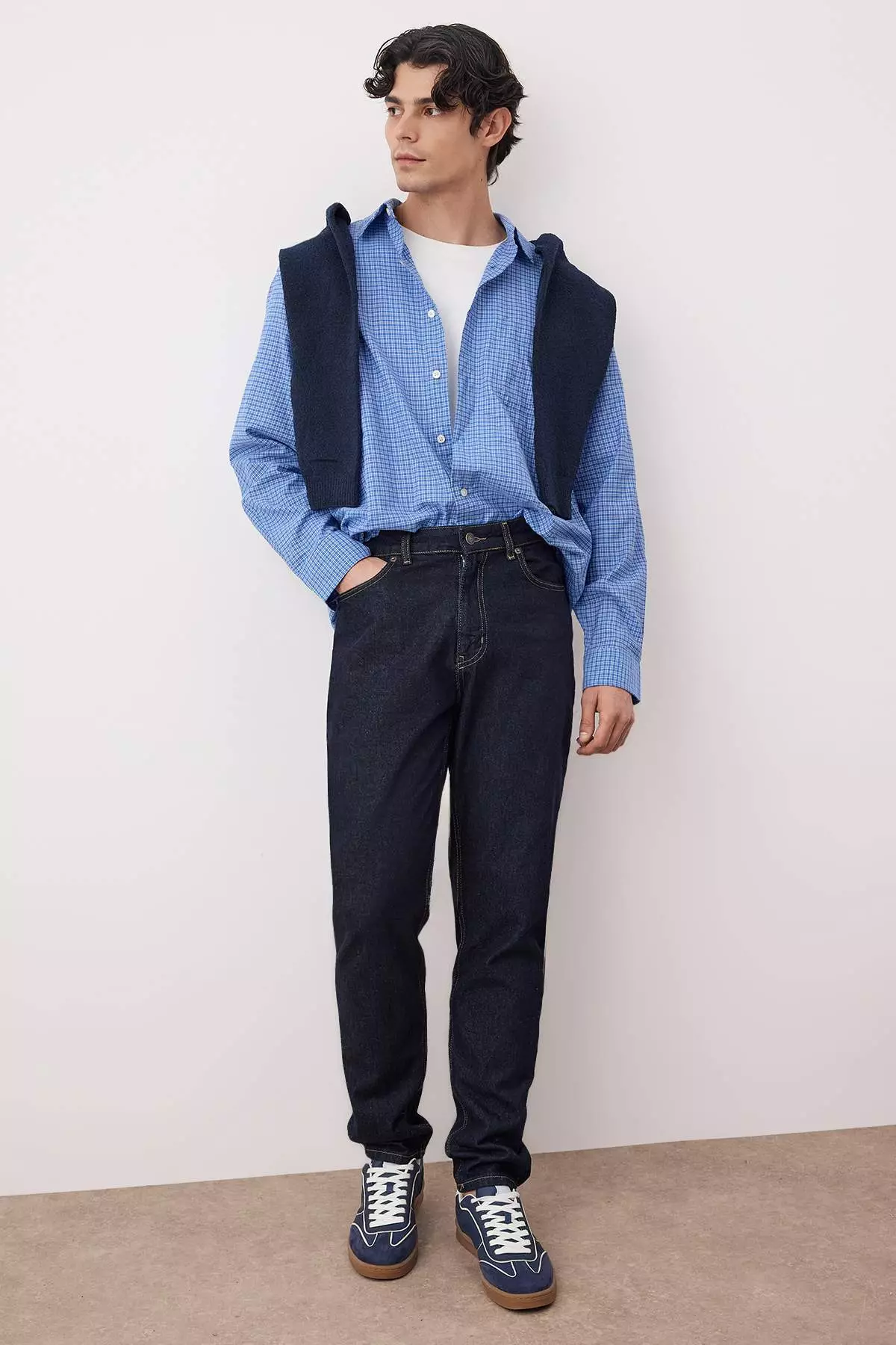 Dark Navy Essential Fit Tobacco Stitched Jeans