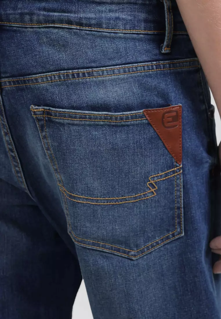 Emba Denim - Arran Celana Panjang Pria Denim Regular Fit Warna Heavy Stone Medium