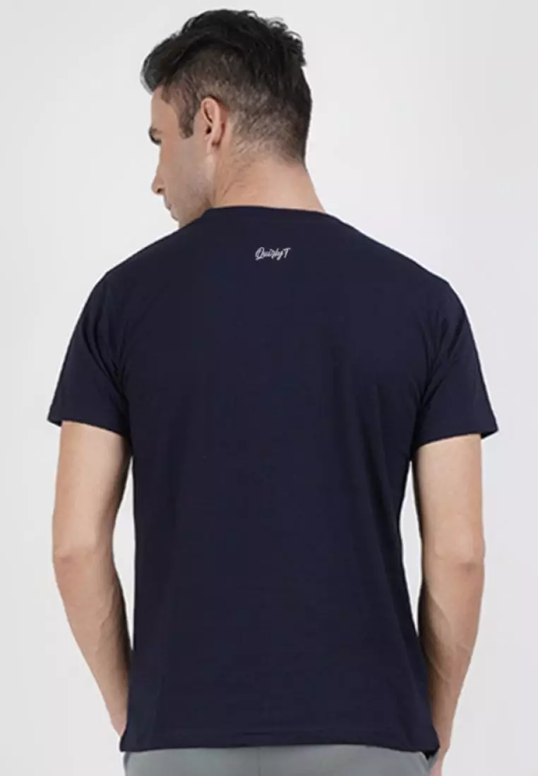 Believe 印花海军蓝色棉质短袖圆领休闲 T 恤