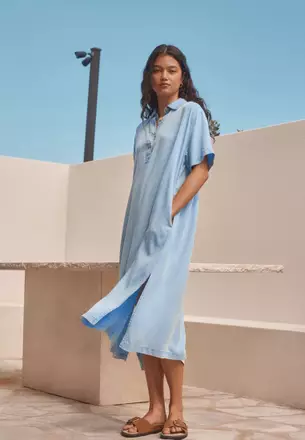 white christmas dresses Guess Factory Eco Deanna Belted Denim Dress main image 0