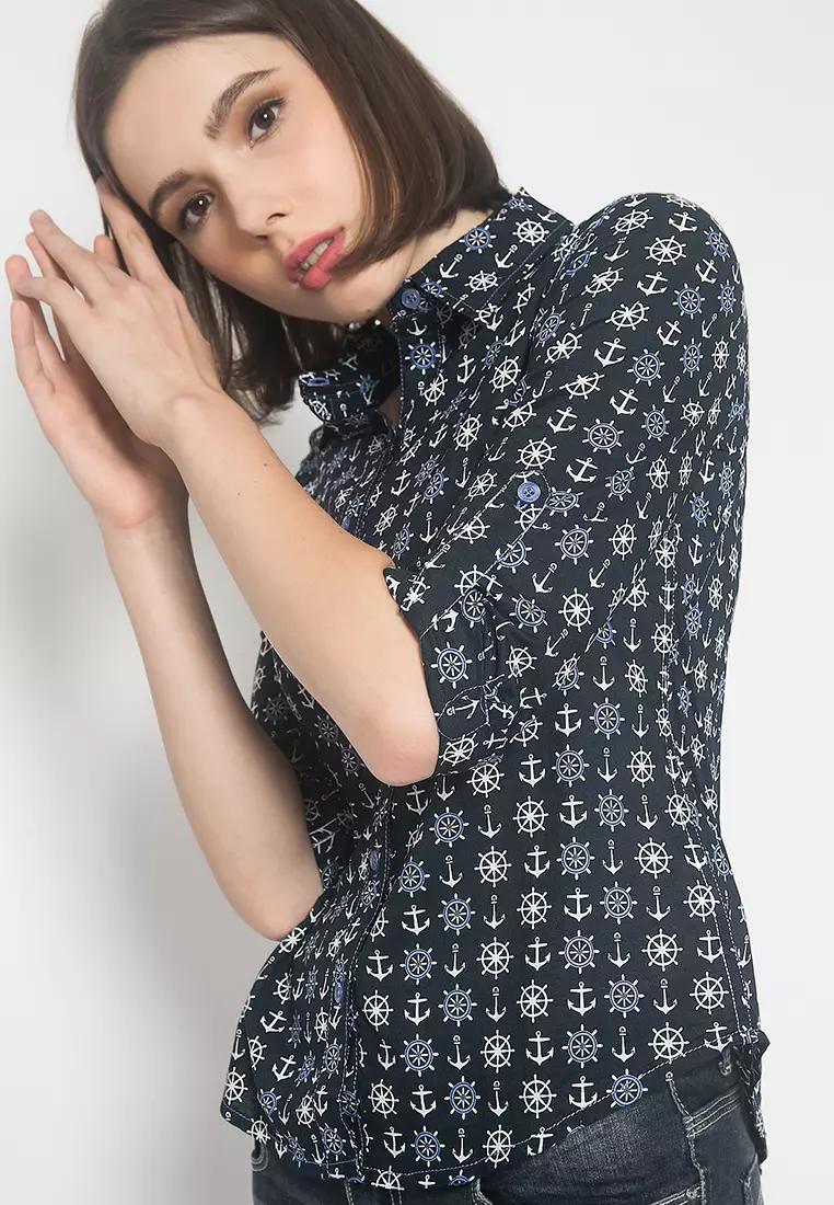 LGS - Kemeja Wanita - Full Motif - Warna Hitam LSH.381.O1268L.516.C