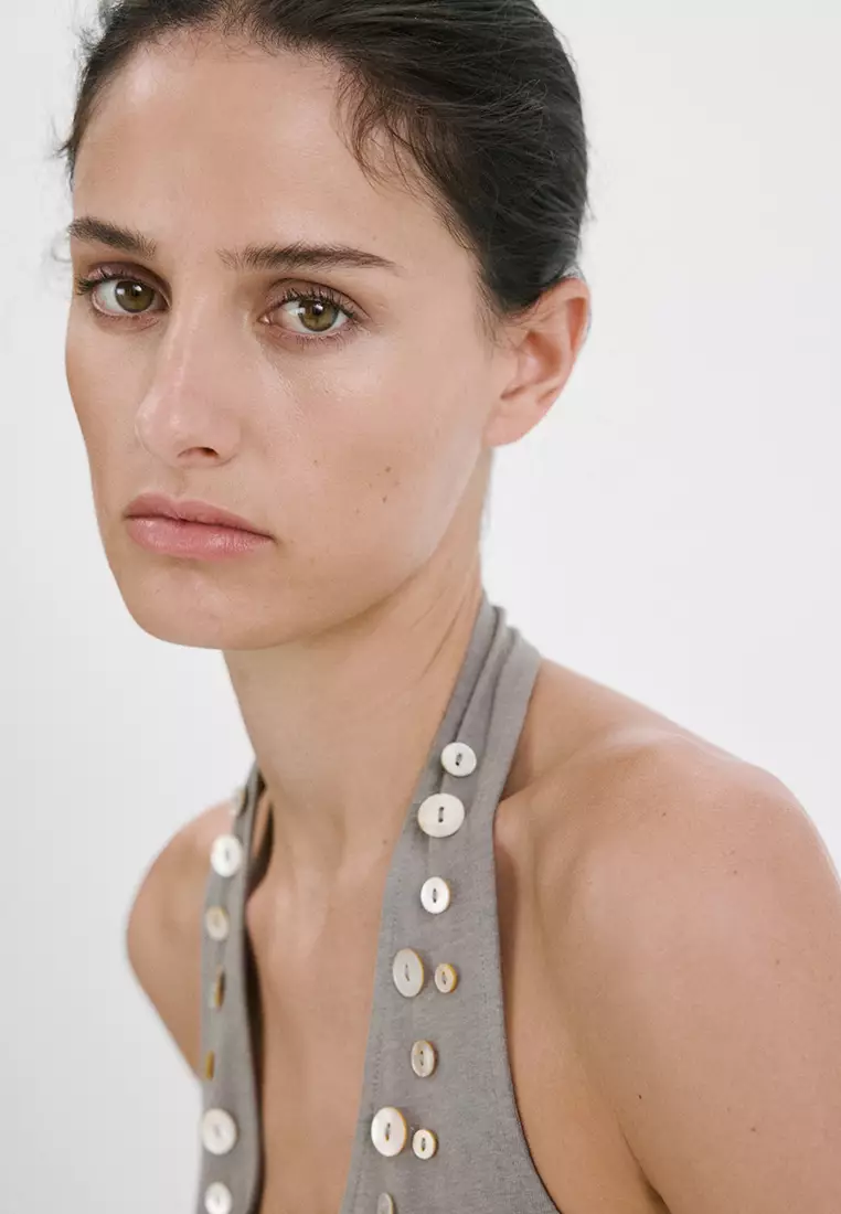 Buttoned Halter Top