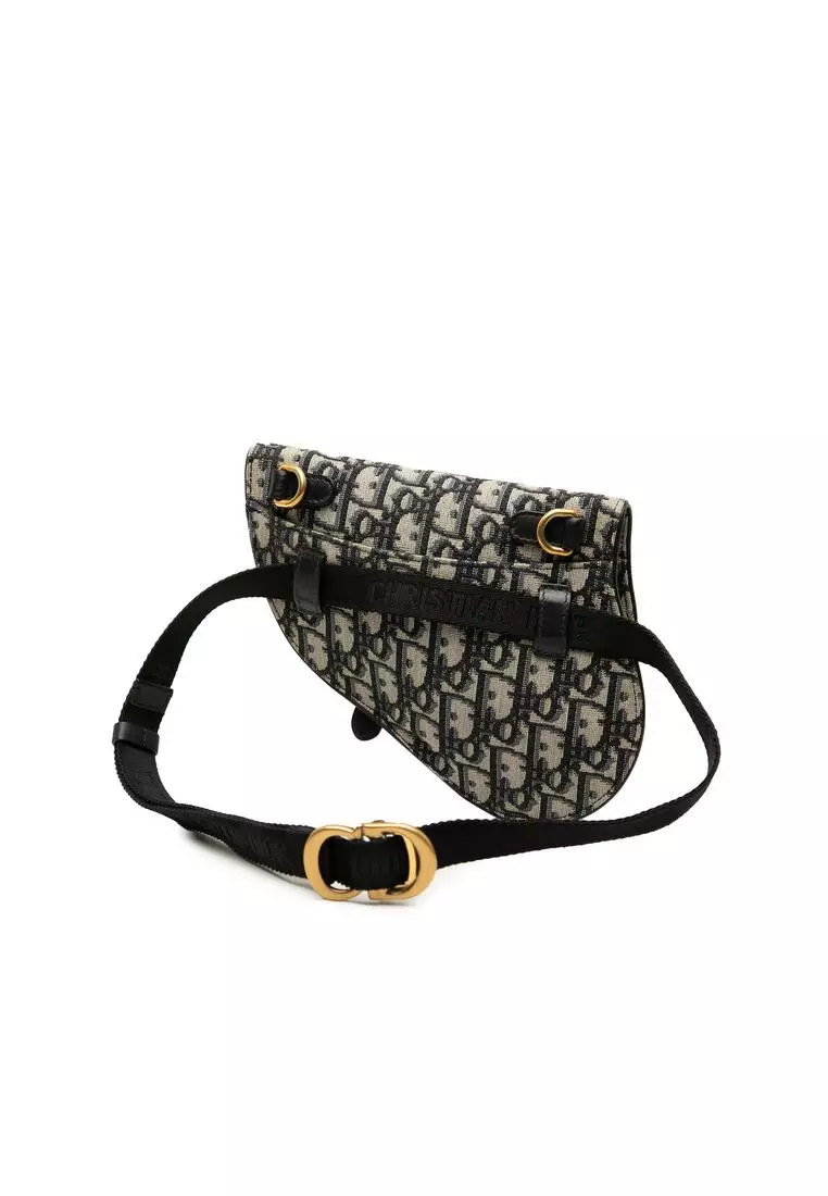 Pre-Loved Dior Mini Oblique Canvas Saddle Belt Pouch