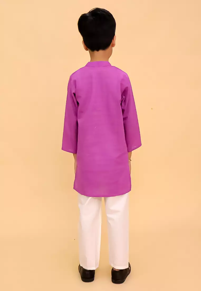 The Mom Store Tweet Dreams 男童刺绣库尔塔睡衣套装 - 紫色