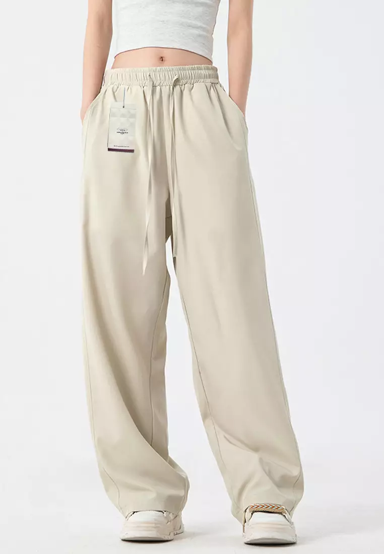 VANSA Unisex Ice Silk Cool Thin Slightly Wide Casual Pants VCU-P-2280