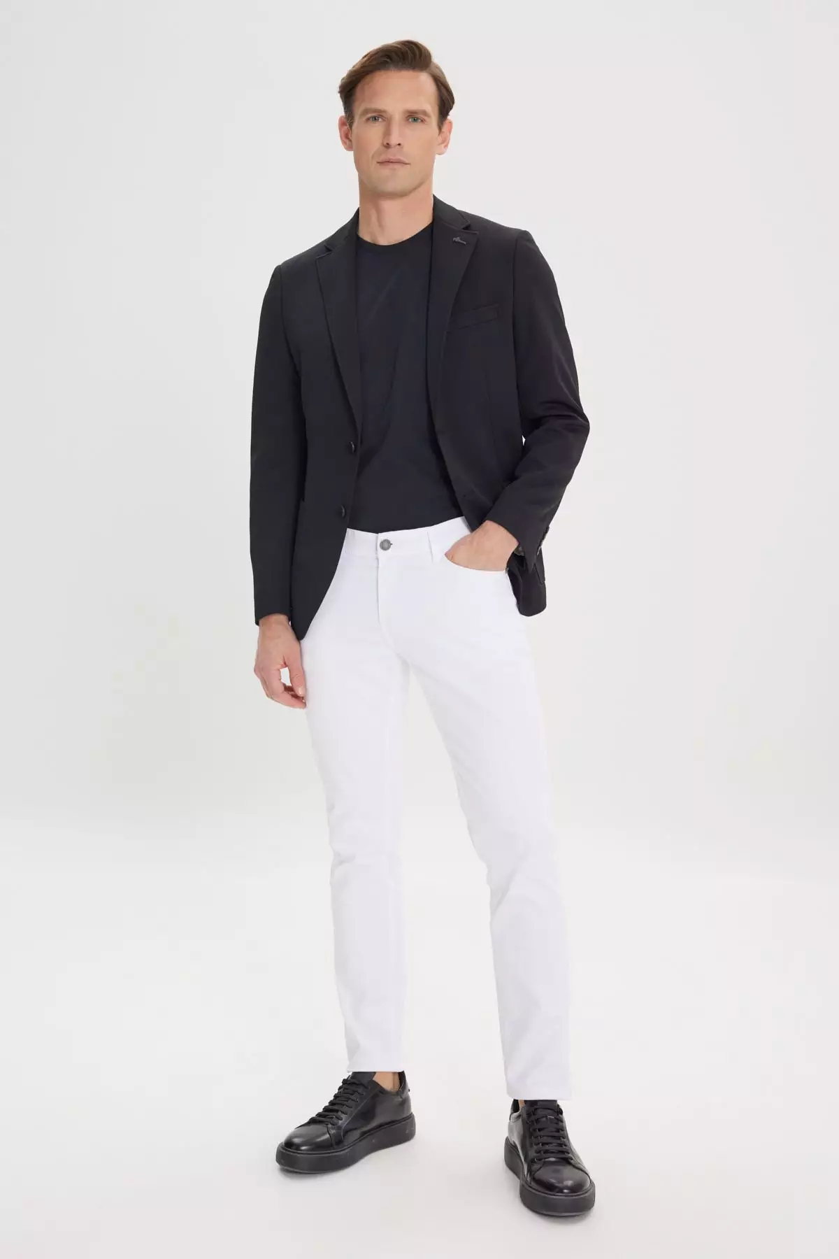 Slim Fit Mono Collar Casual Blazer Jacket