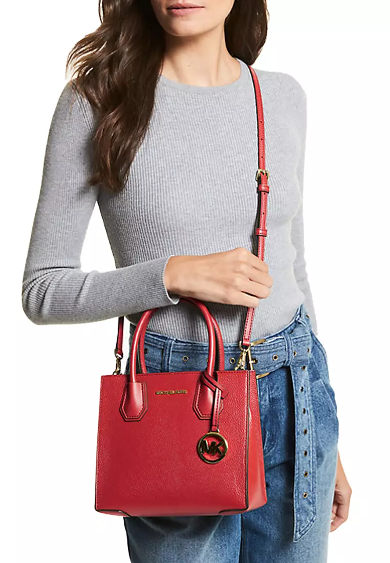 MERCER Women's Bright Red Signature Lock Shoulder Crossbody Tote