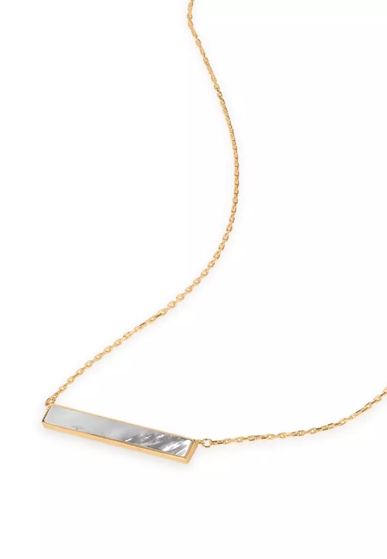 Mother of Pearl Bar Necklace 14k Gold