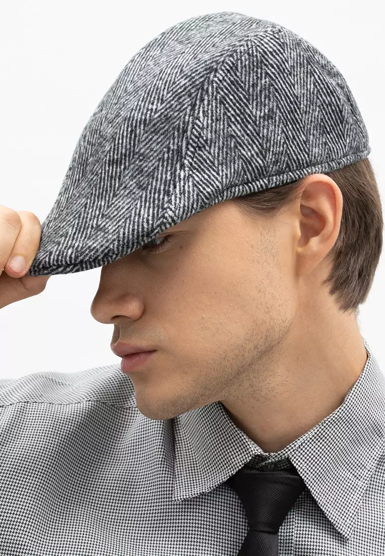 Topi Fedora Hat Painter Line Grey