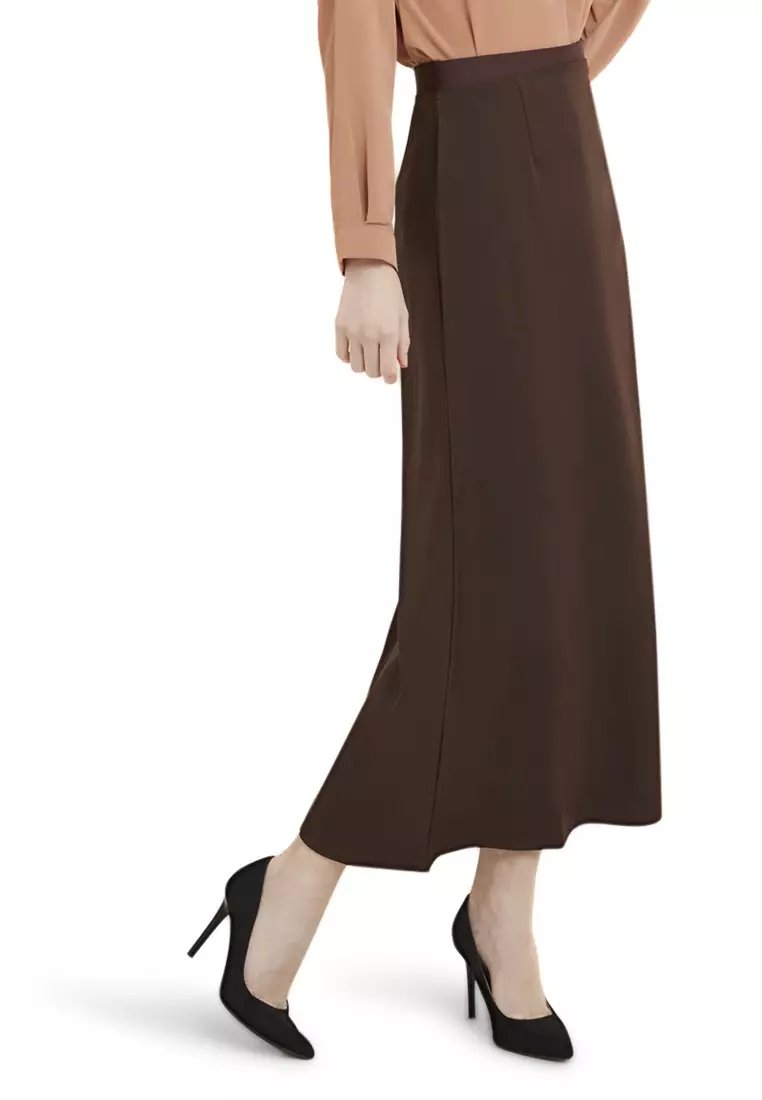 Plain Maxi Skirt Rok Polos Span Panjang Bawahan Wanita Premium Quality - Brown