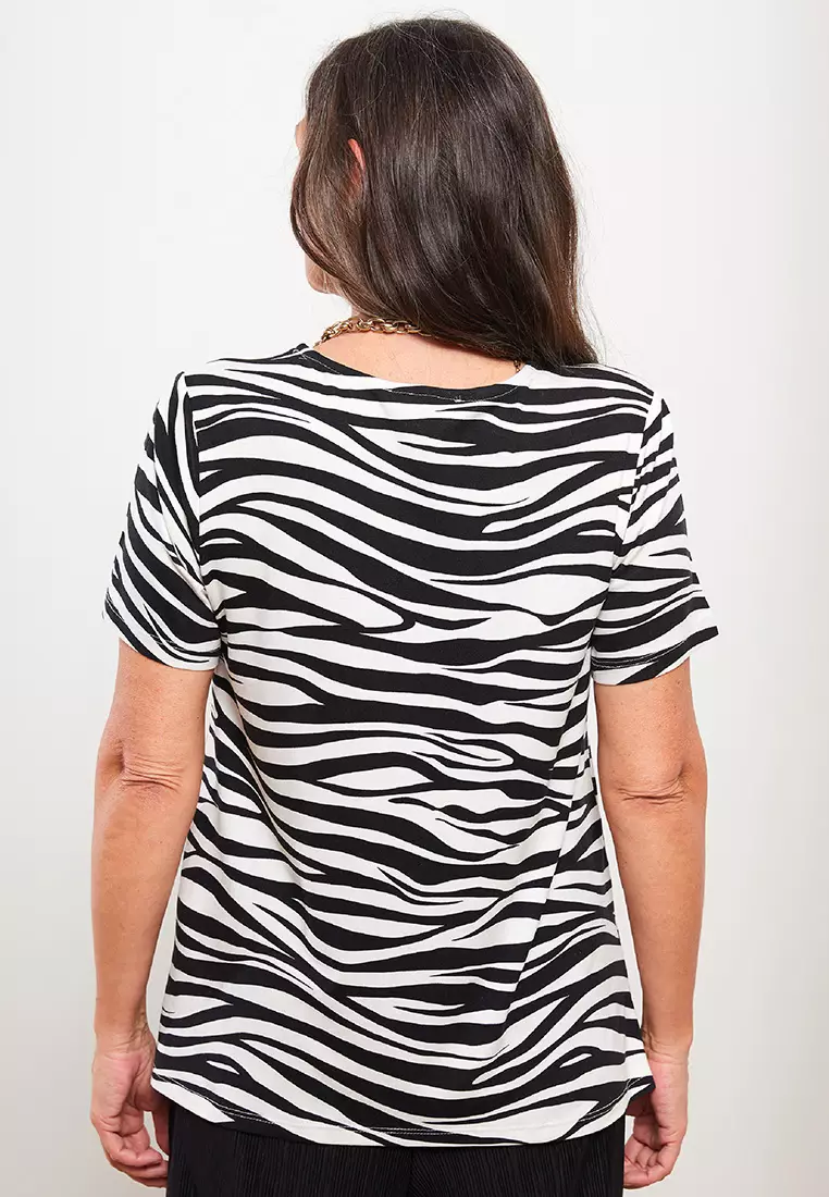 LC WAIKIKI V-Neck Patterned Short Sleeve Women's T-Shirt 2024, Buy LC  WAIKIKI Online