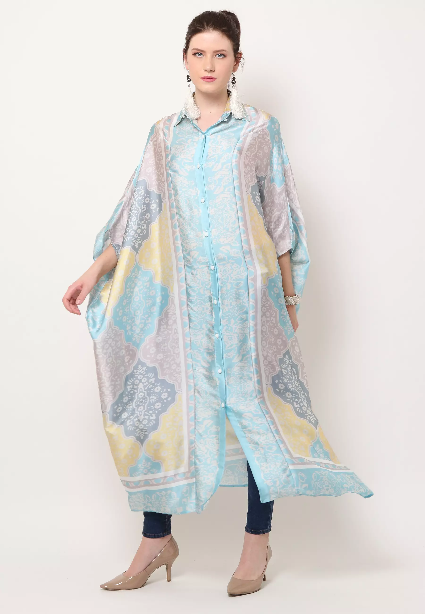 Kanzi Classic Collared Kaftan Modern Blue