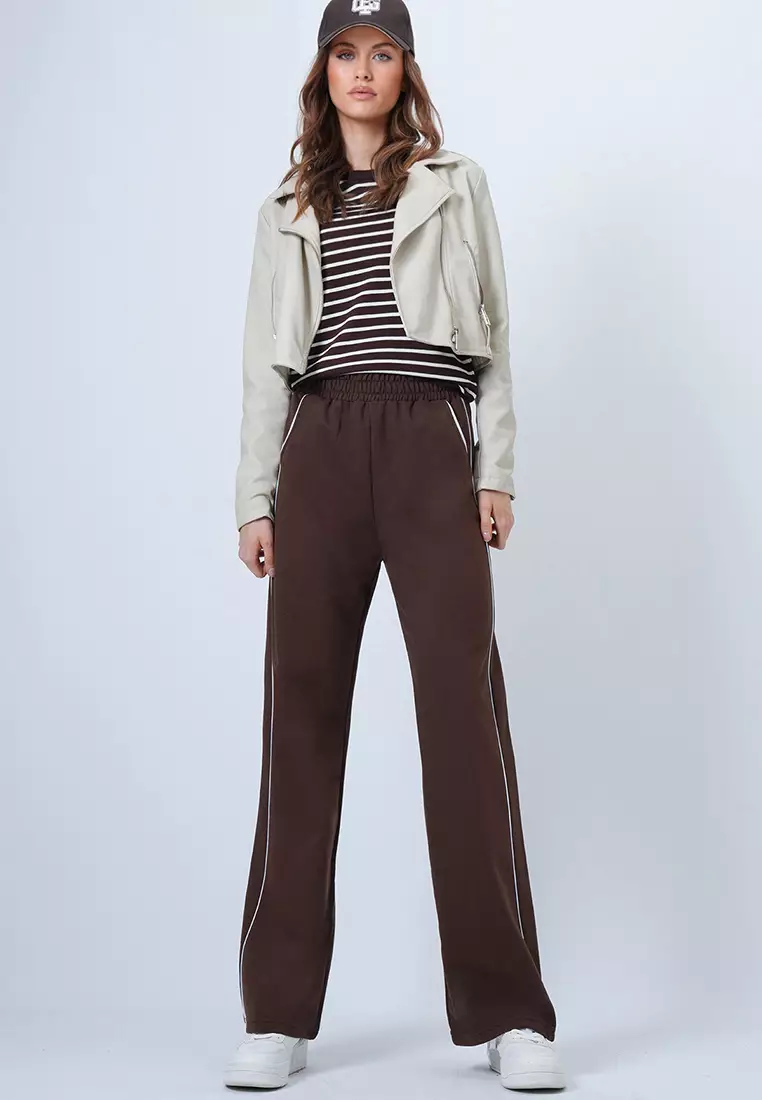 Piping Wide Legs Sweatpants