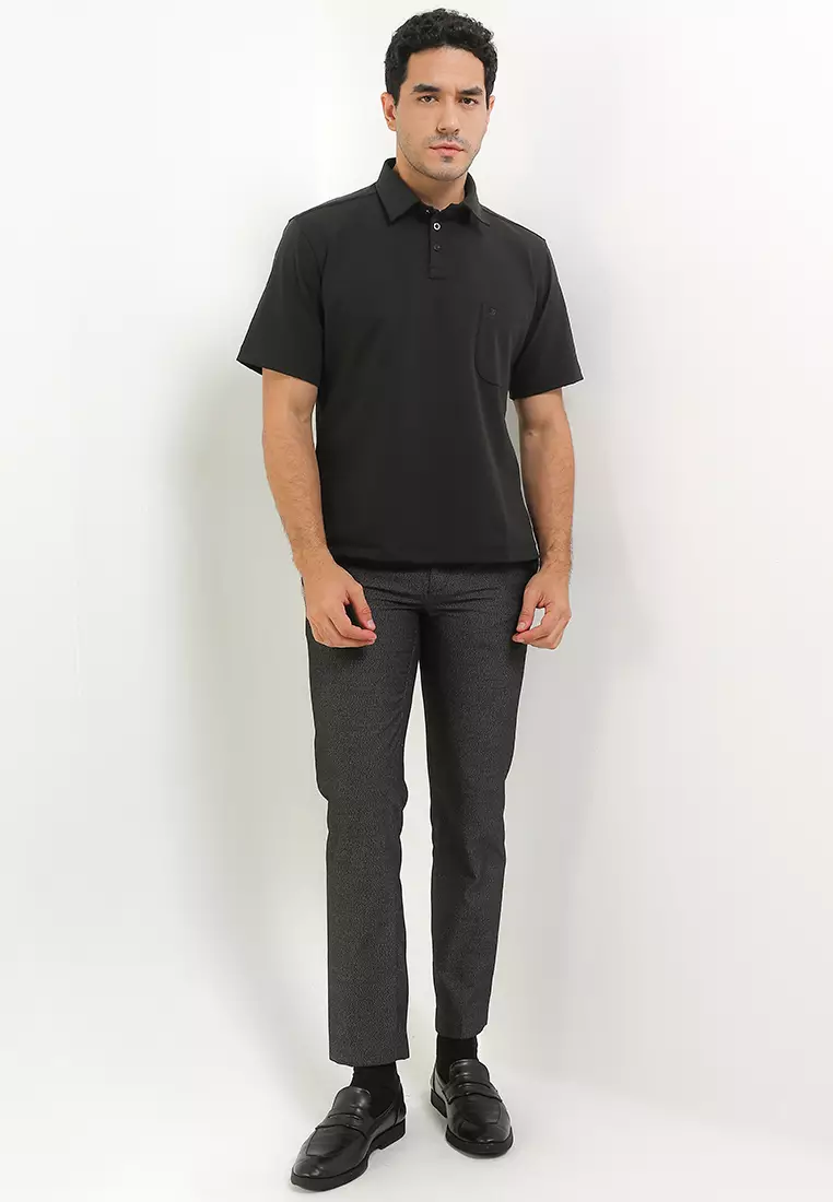 Polo Pria Guy Laroche Solid Allore - Black Cotton