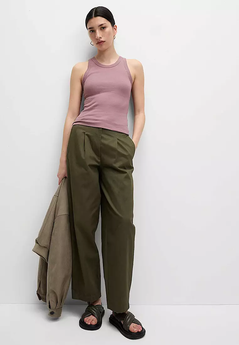 Cotton Rich Ribbed Scoop Neck Bra Vest Top