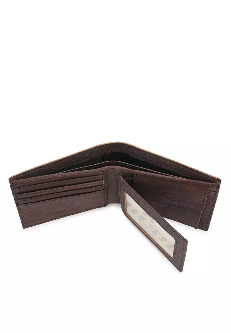 Men's RFID Genuine Leather Bi Fold Center Flap Short Wallet With Coin Compartment