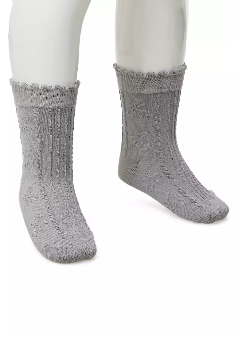 Candie Kaos Kaki Anak Wanita Motif Cherry Children's Socks Comportable Material Cotton ORIGINAL - Gray