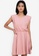ZALORA BASICS pink Rib Shoulder Pad Fit & Flare Dress 92515AAE5386ADGS_1