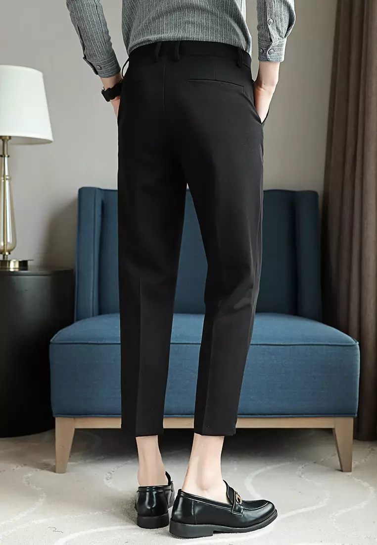 Buy hk ehunter Men s Casual Skinny Plain Cropped Trousers 2024