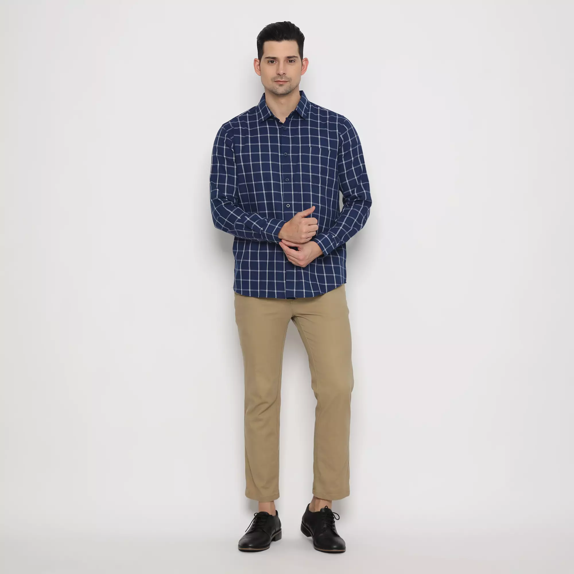 Platini Kemeja Flanel Pria Lengan Panjang Navy 76444